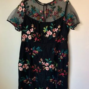 Anthropologie Floral Embroidered Cocktail Dress